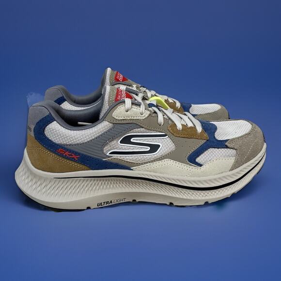 Skechers Go Run Mens Size 10 Sneakers Consistent 2.0 Retro Runner V1 Taupe Blue - Picture 7 of 9